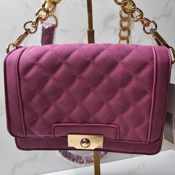 JustFab Plum Purple Quilted Crossbody Handbag NWT - Picture 2 of 9